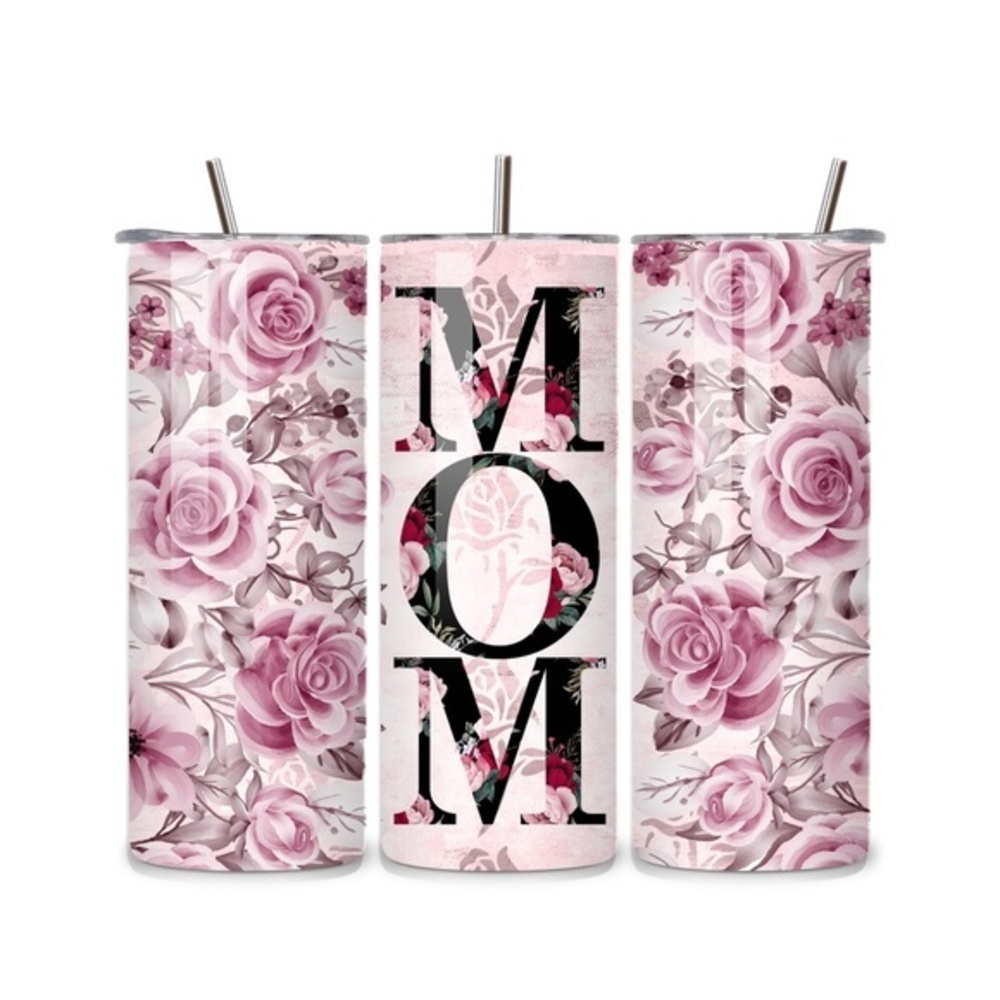 Mom Floral Pink 20oz Stainless Steel Tumbler